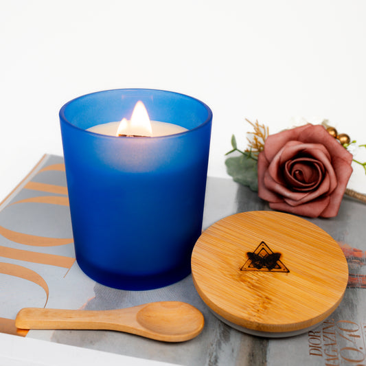 Indigo Glow Healing Lotion Candle - Handcrafted, Aromatherapy, Meditation, Massage, Coconut Soy Wax, 5 Natural Oils, 5 Essential Oils, Shea & Cocoa Butters, Eco-friendly