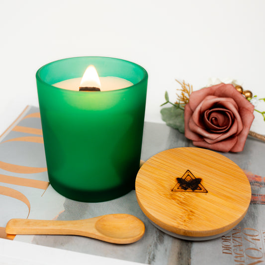Green Glow Healing Lotion Candle - Handcrafted, Aromatherapy, Meditation, Massage, Coconut Soy Wax, 5 Natural Oils, 5 Essential Oils, Shea & Cocoa Butters, Eco-friendly