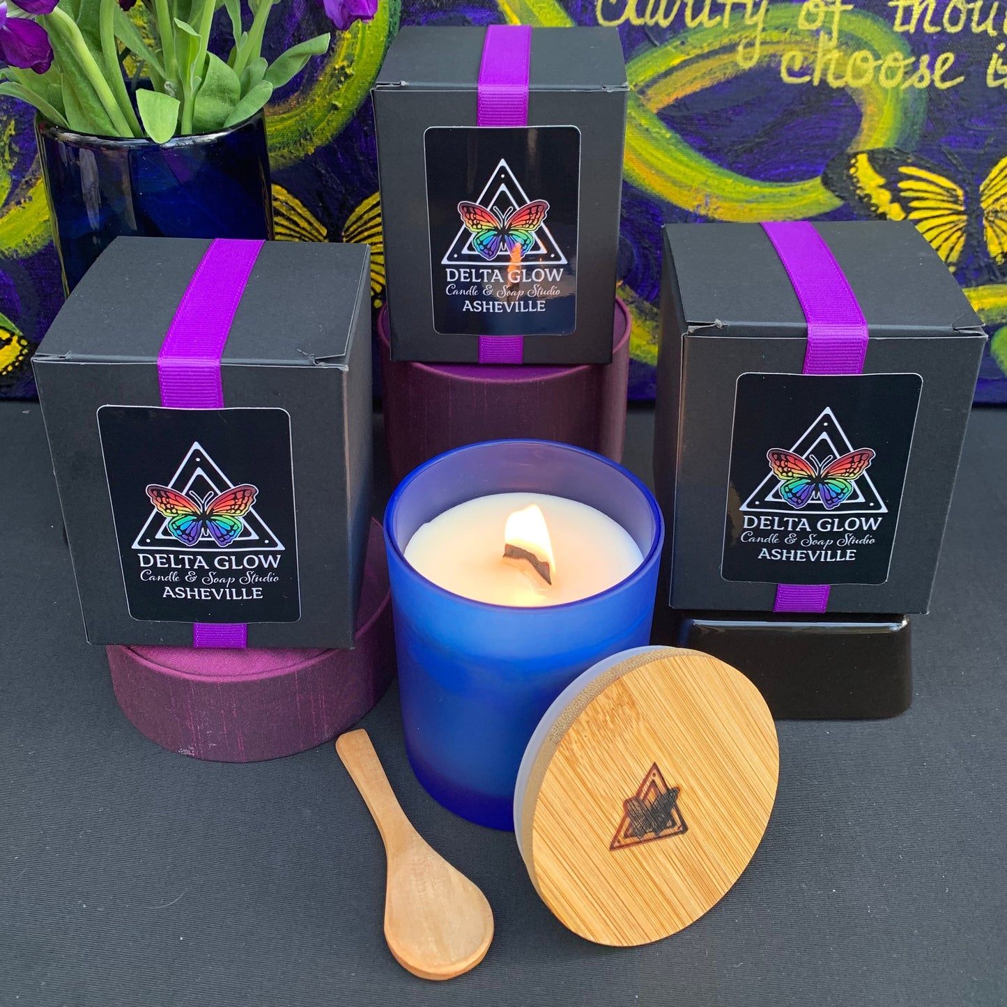 Indigo Glow Healing Lotion Candle - Handcrafted, Aromatherapy, Meditation, Massage, Coconut Soy Wax, 5 Natural Oils, 5 Essential Oils, Shea & Cocoa Butters, Eco-friendly