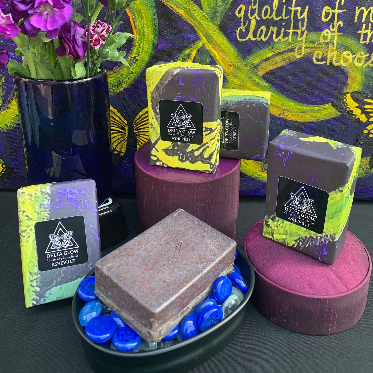 Indigo Glow Soap - Cold-Processed Bar with Clary Sage, Cedarwood, and Shea Butter
