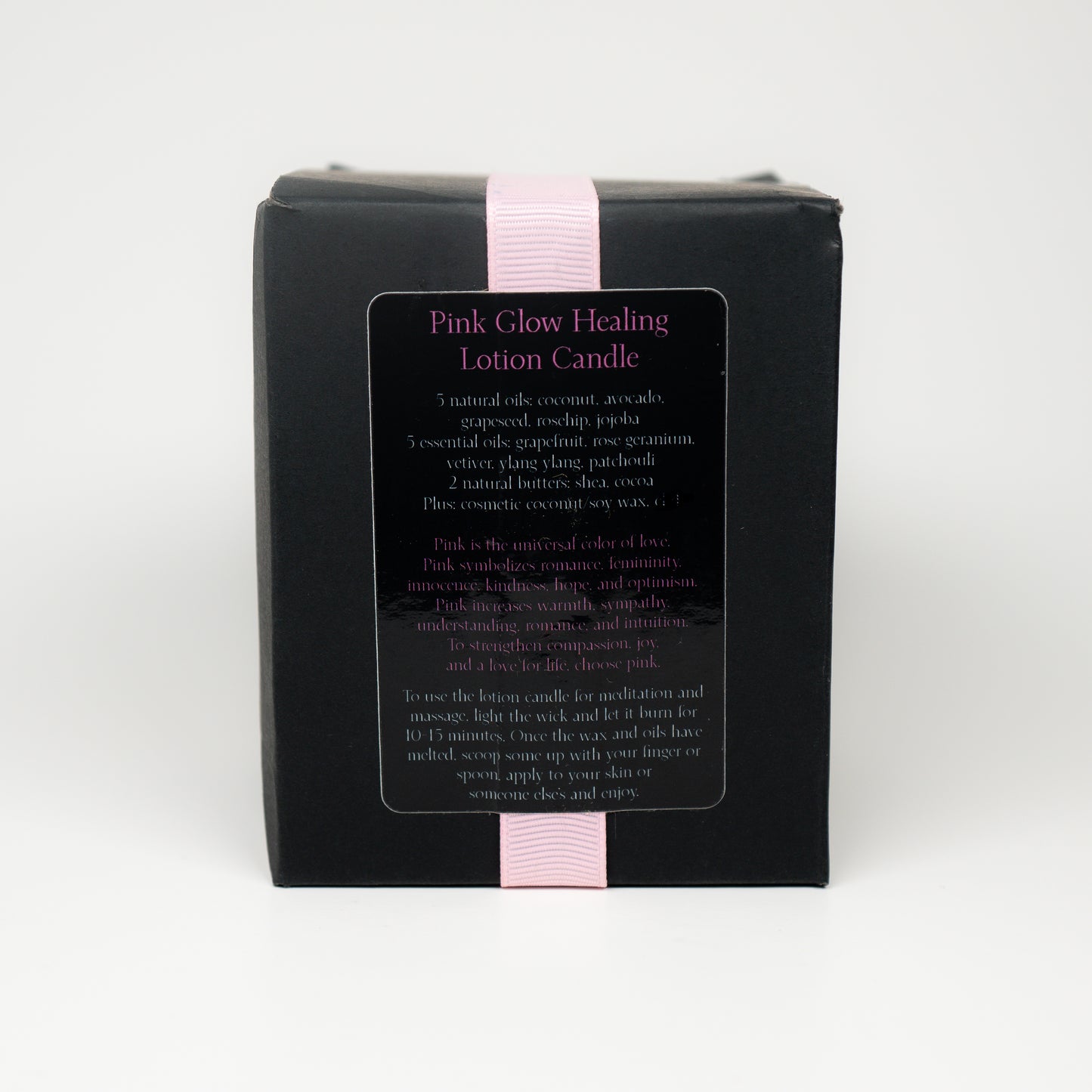 Pink Glow Healing Lotion Candle - Handcrafted, Aromatherapy, Meditation, Massage, Coconut Soy Wax, 5 Natural Oils, 5 Essential Oils, Shea and Cocoa Butters, Eco-friendly