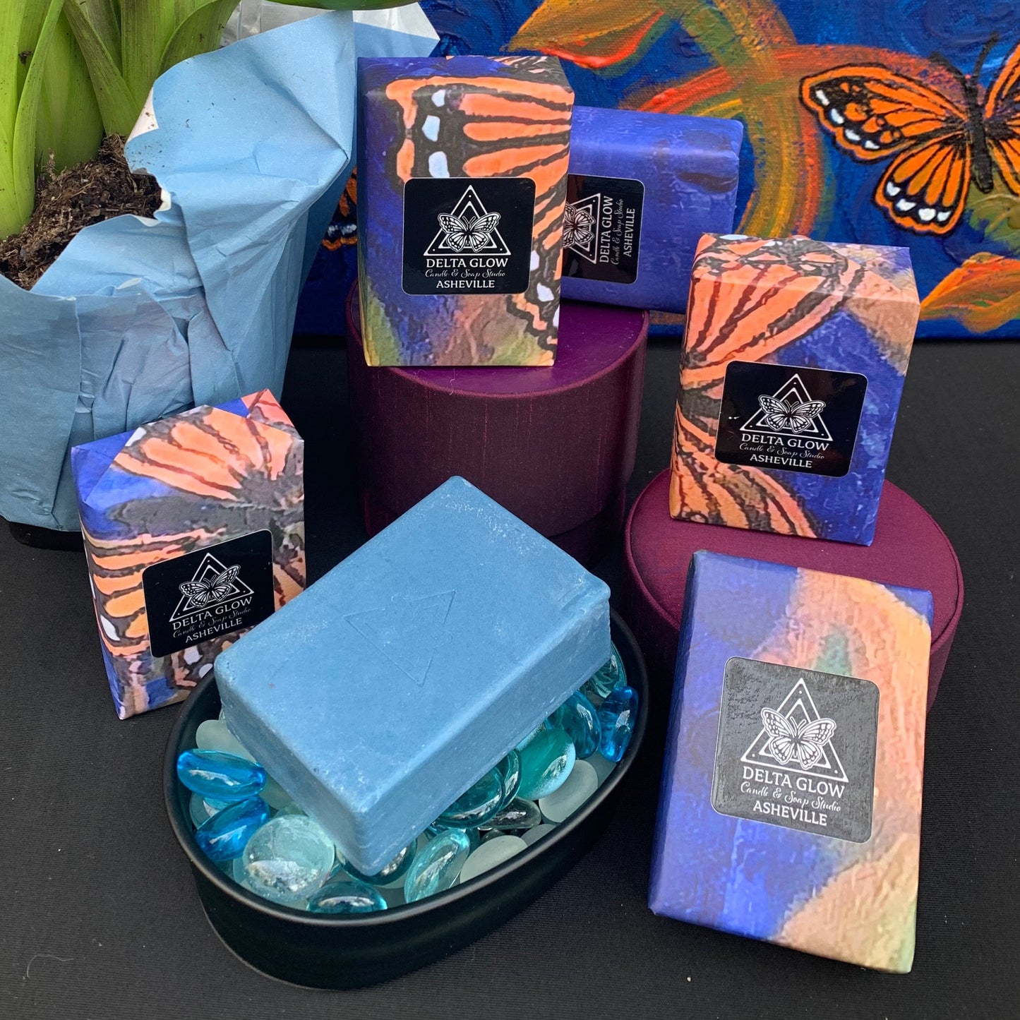 Blue Glow Soap - Natural Cold-Processed Bar with Basil, Eucalyptus, and Shea Butter