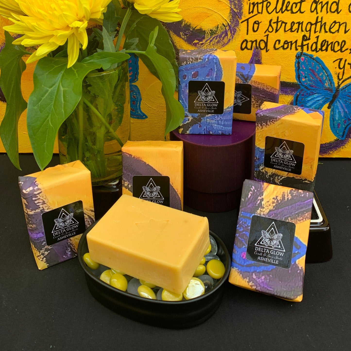 Yellow Glow Soap - Natural Cold-Processed | Joyful Citrus Scent | Handcrafted with Essential Oils  | Aromatherapy & Skin Nourishment | 5oz Bar